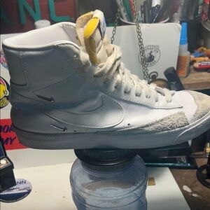 Nike White and Yellow High-Top Sneakers